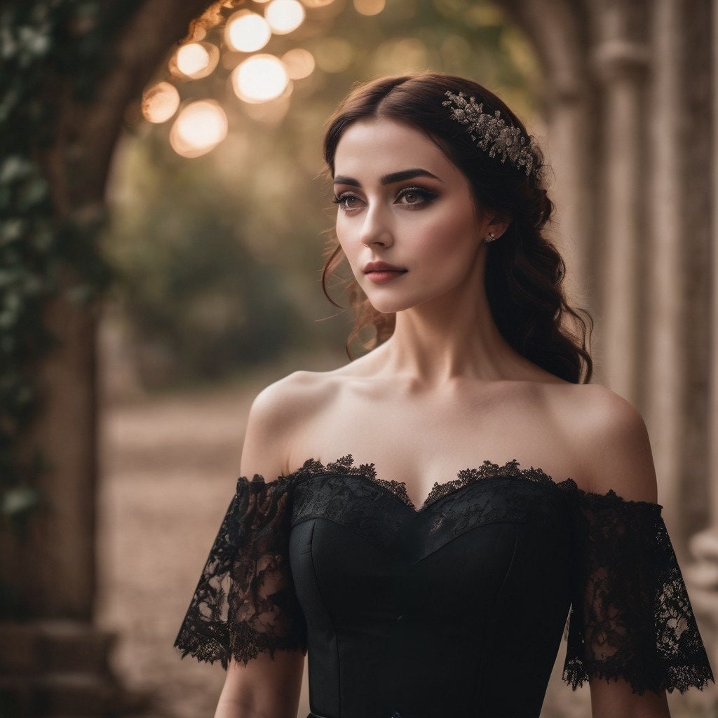 Gothic Off Shoulder Dress Sewing Pattern PDF XS-4XL