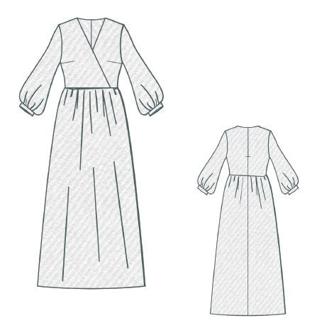 Linen Maxi Surplice Dress Sewing Pattern PDF XS-4XL