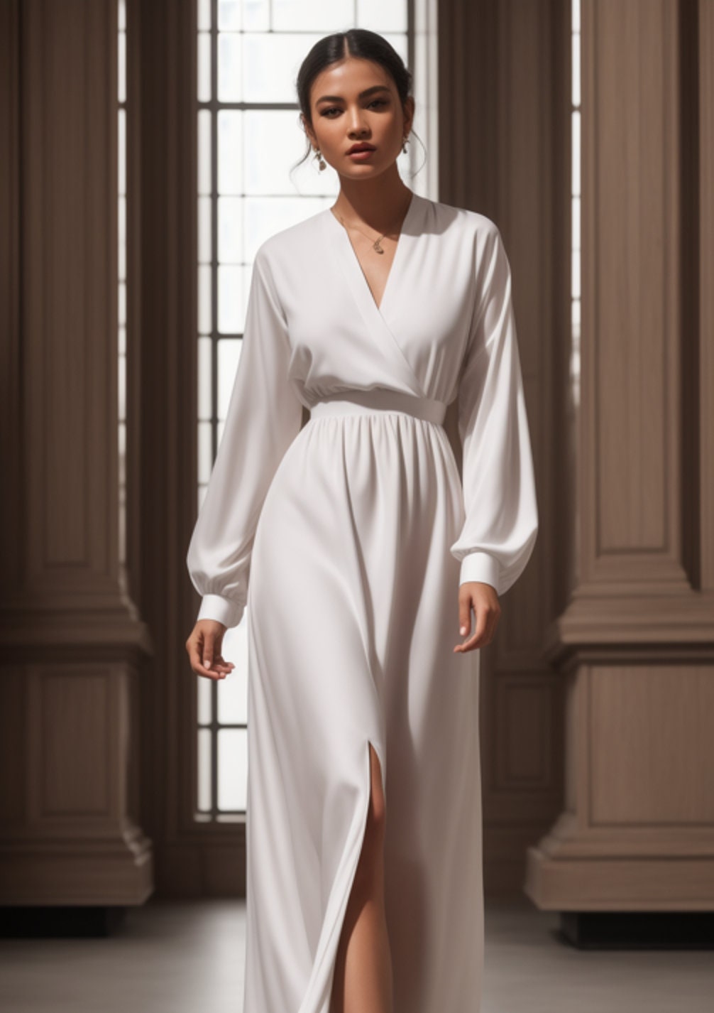 Linen Maxi Surplice Dress Sewing Pattern PDF XS-4XL