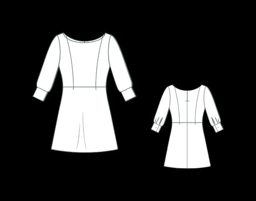 Boat Neck Linen Mini Dress Sewing Pattern PDF XS-4XL