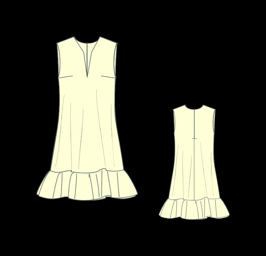 Sleeveless Tent Shift Dress Sewing Pattern PDF XS-4XL