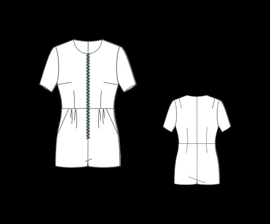 Playsuit Sewing Pattern Mini Jumpsuit Romper PDF XS-4XL