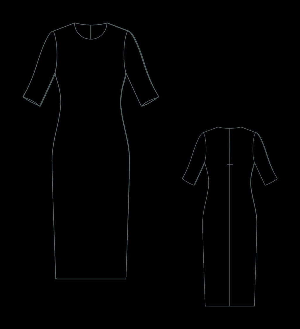 Bodycon Midi Dress Sewing Pattern PDF XS-4XL
