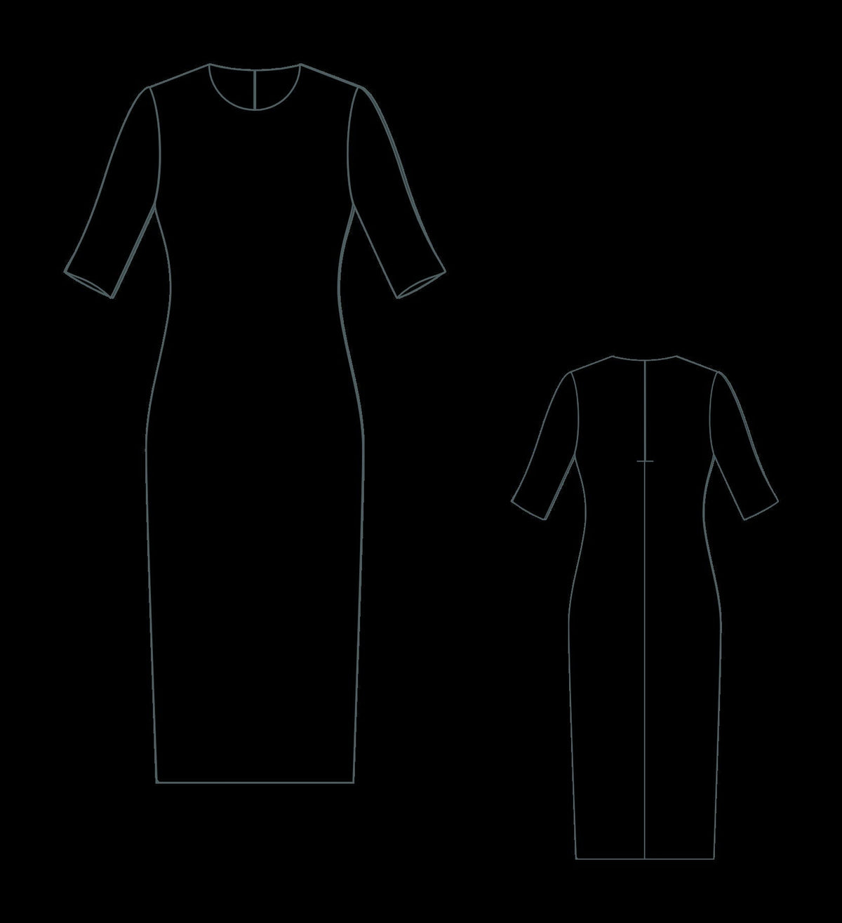 Bodycon Midi Dress Sewing Pattern PDF XS-4XL