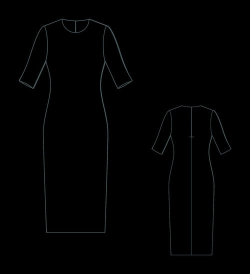 Bodycon Midi Dress Sewing Pattern PDF XS-4XL