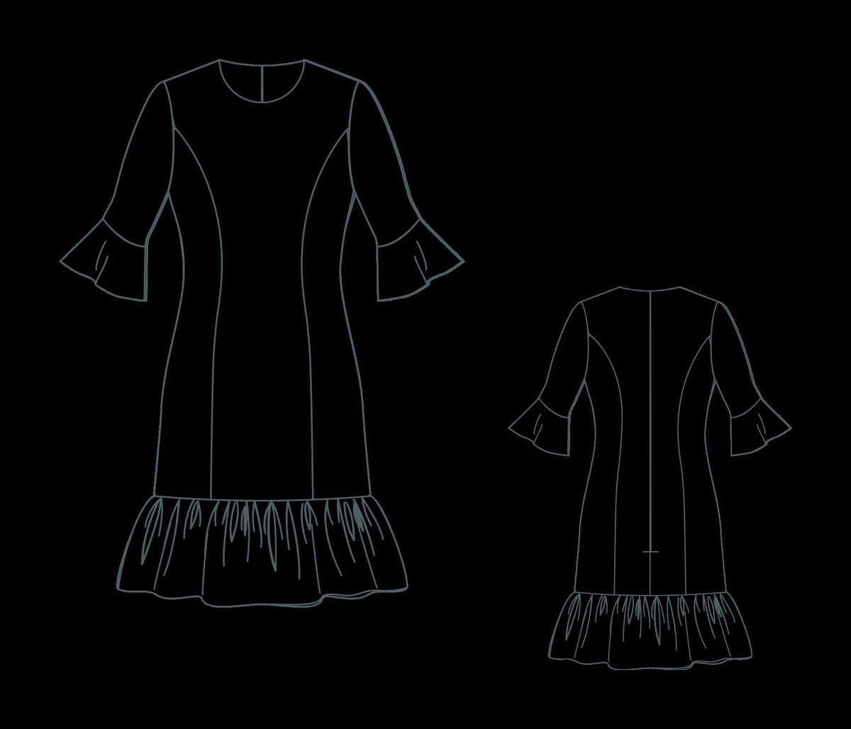A-Line Mini Ruffle Dress Sewing Pattern PDF XS-4XL