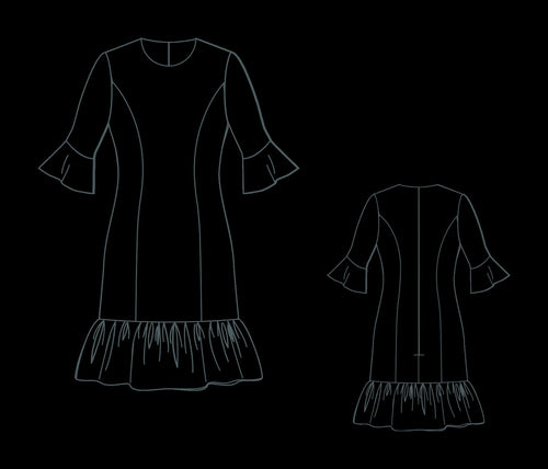 A-Line Mini Ruffle Dress Sewing Pattern PDF XS-4XL