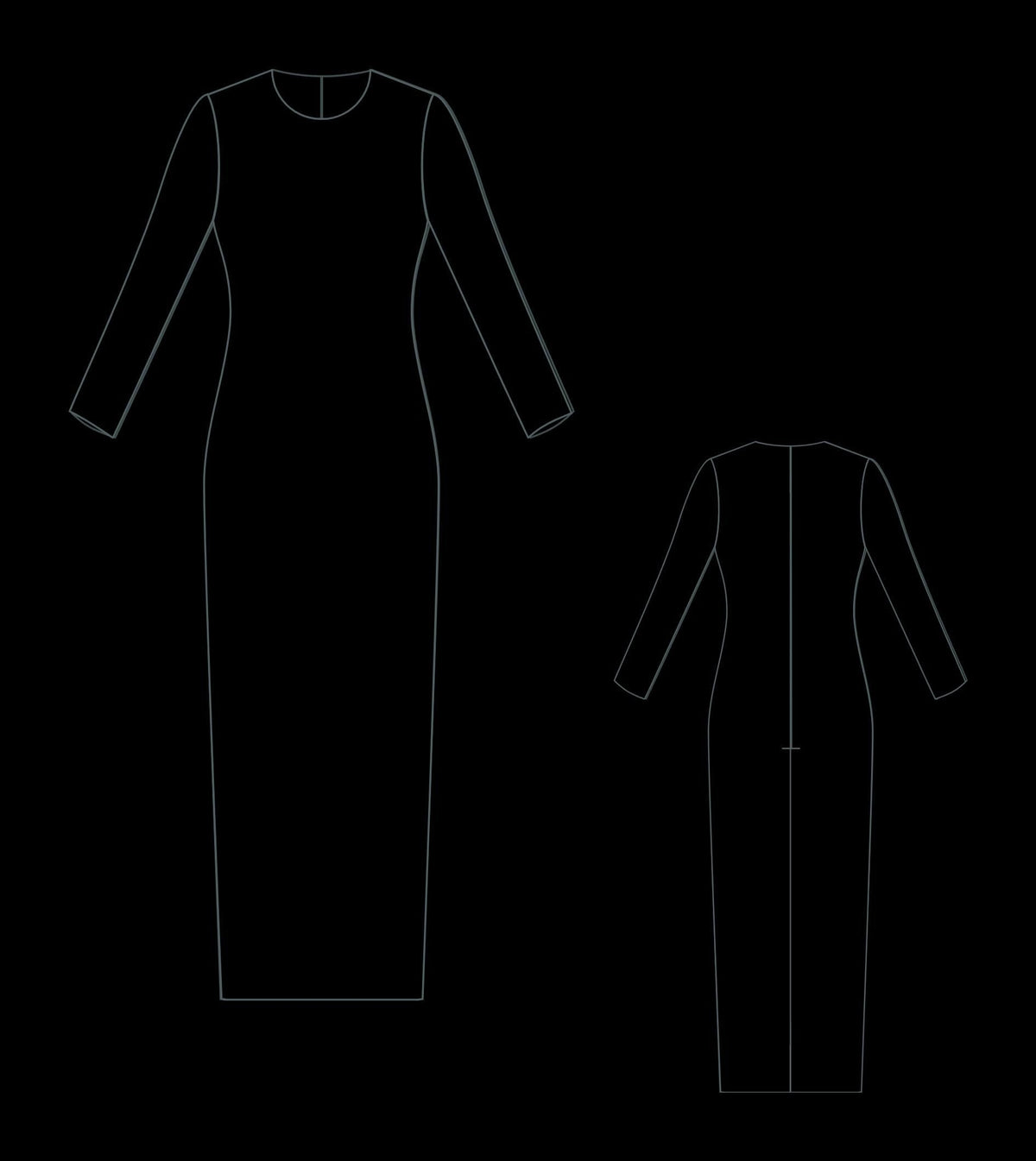 Bodycon Maxi Dress Sewing Pattern PDF XS-4XL
