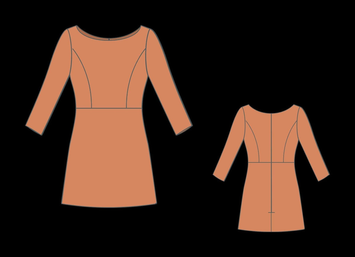 Boat Neck Mini A-Line Dress Sewing Pattern PDF XS-4XL