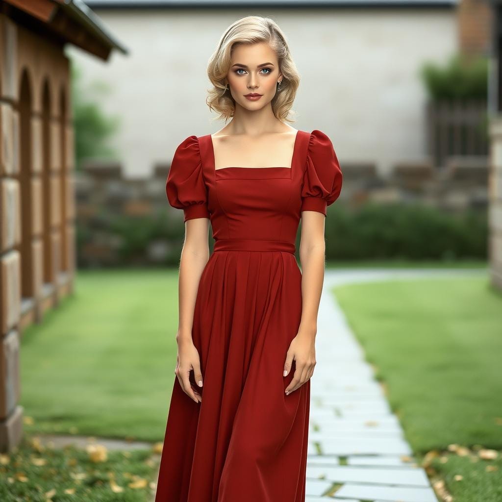 Vintage Square Neck Maxi Dress Sewing Pattern PDF XS-4XL