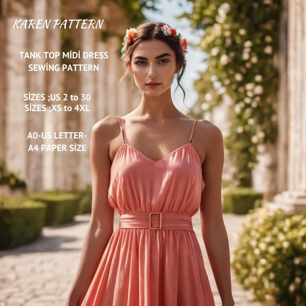 Tank Top Midi Dress Sewing Pattern PDF XS-4XL