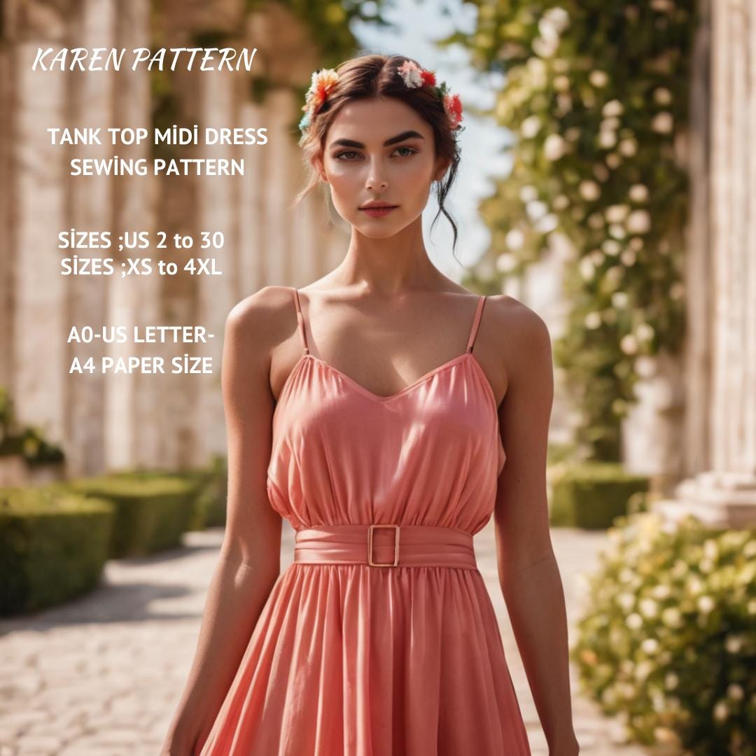 Tank Top Midi Dress Sewing Pattern PDF XS-4XL