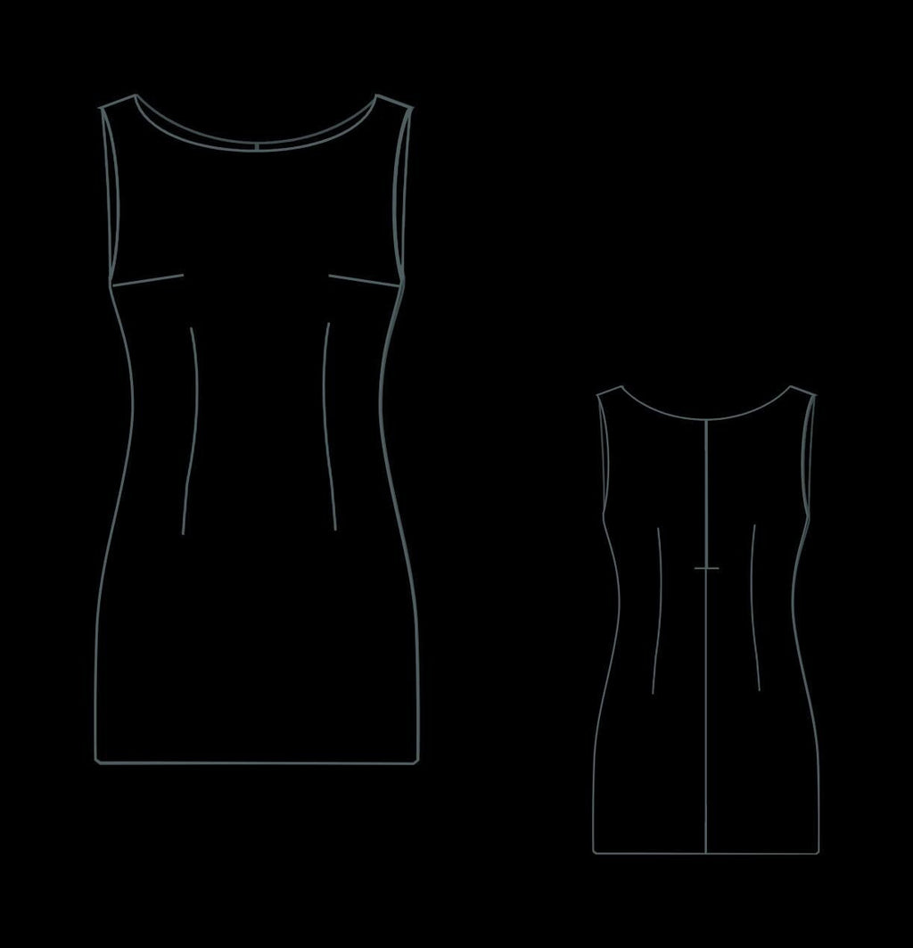 Boat Neck Mini Dress Sewing Pattern PDF XS-4XL