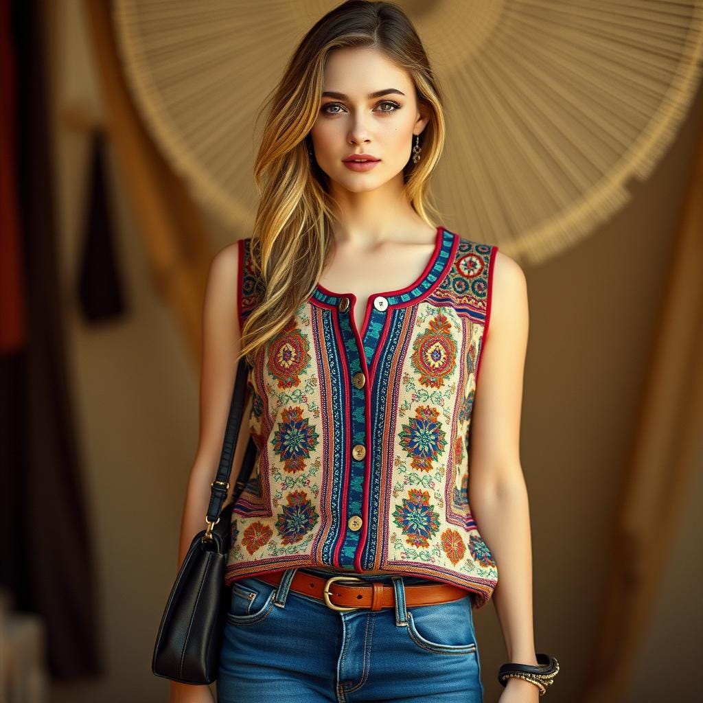 Boho Patchwork Vest Sewing Pattern PDF XS-4XL