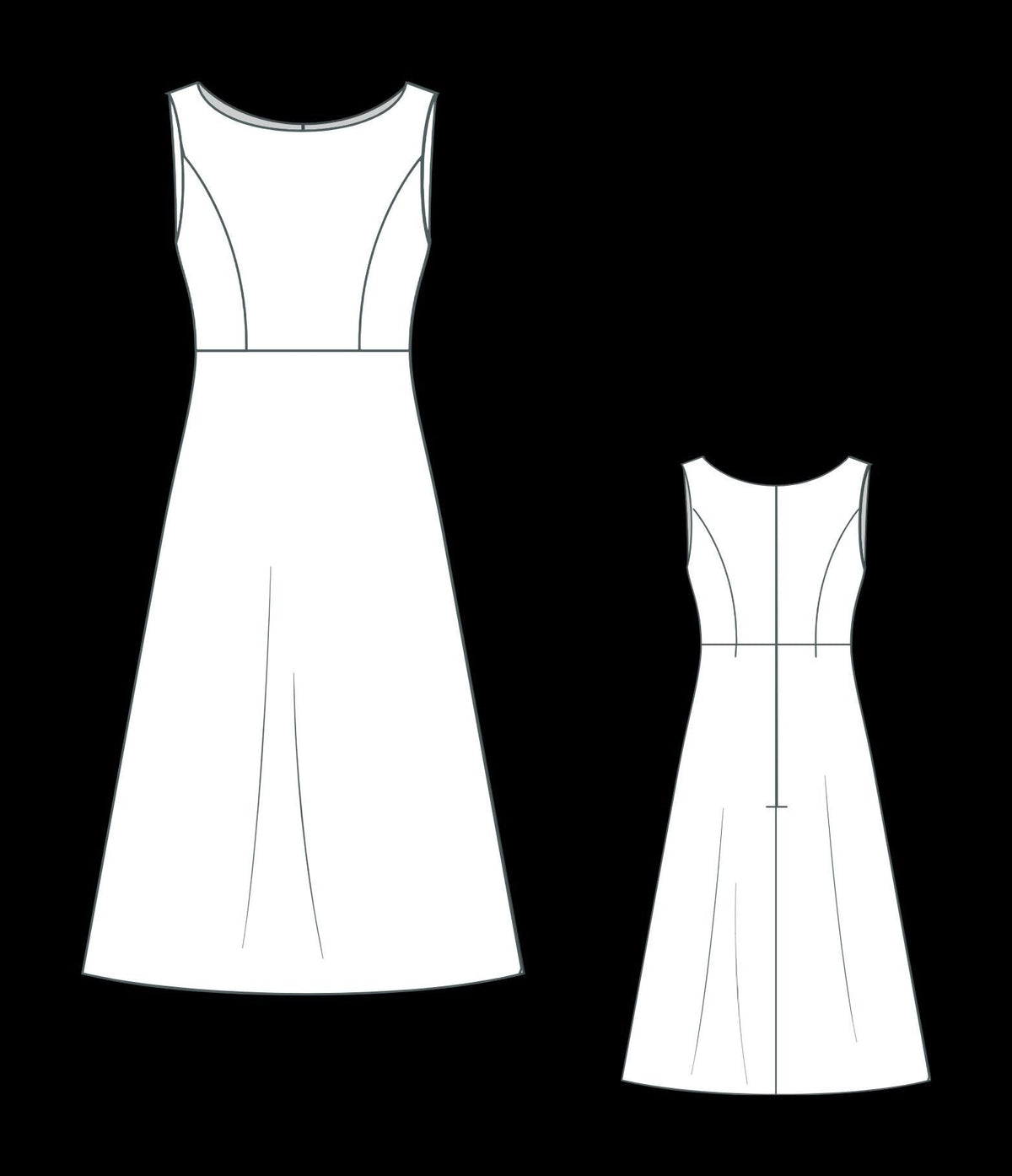 Elopement A-Line Midi Dress Sewing Pattern PDF XS-4XL