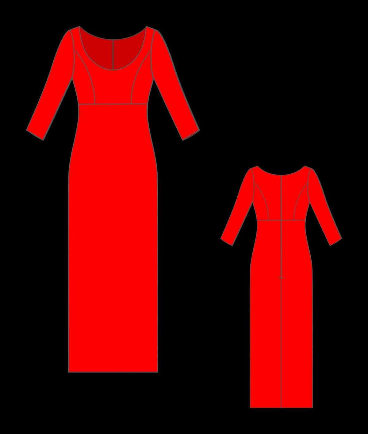 Velvet Bodycon Maxi Dress Sewing Pattern PDF XS-4XL