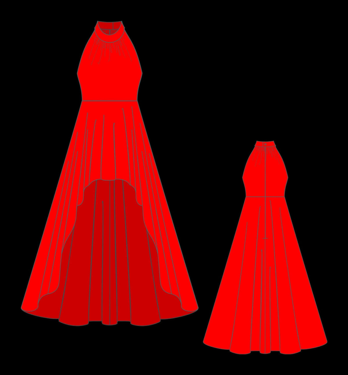 High-Low Prom Dress Sewing Pattern PDF XS-4XL
