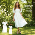 Linen Square Neck Midi Dress Sewing Pattern PDF XS-4XL