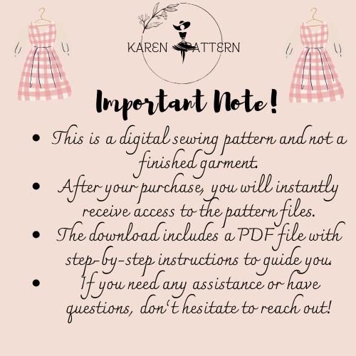 Linen Square Neck Midi Dress Sewing Pattern PDF XS-4XL
