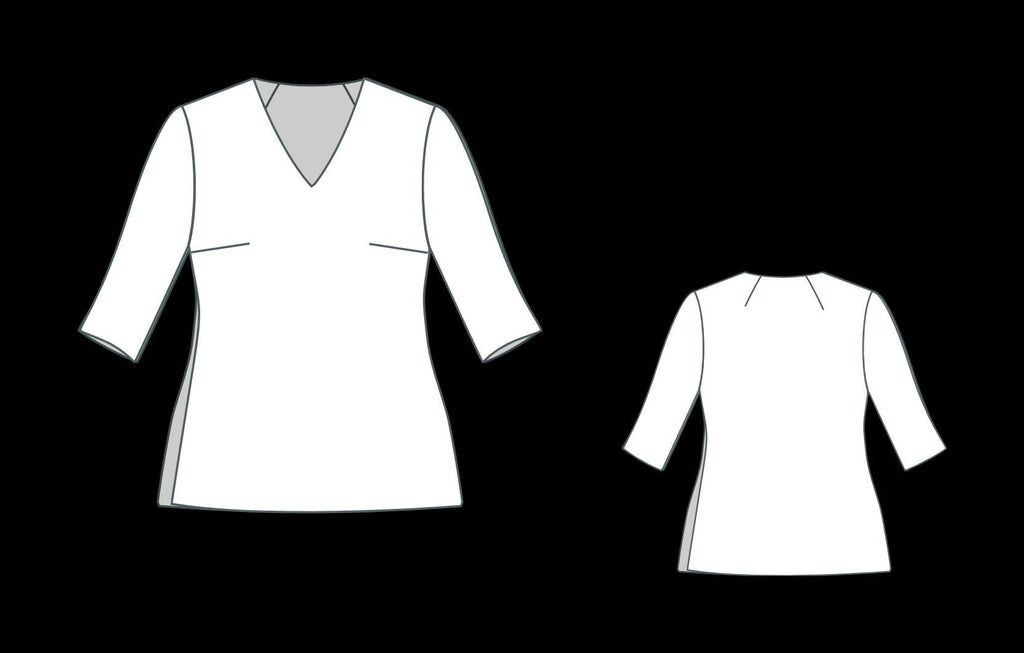 Vintage Linen V-Neck Blouse Sewing Pattern PDF XS-4XL