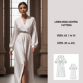 Linen Maxi Surplice Dress Sewing Pattern PDF XS-4XL