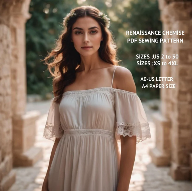 Renaissance Chemise Dress Sewing Pattern PDF XS-4XL