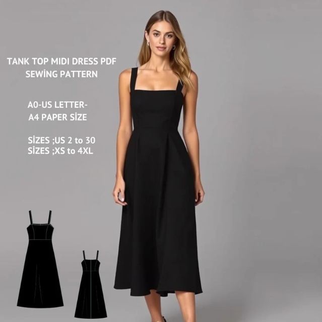 Tank Top Midi Dress Sewing Pattern PDF XS-4XL
